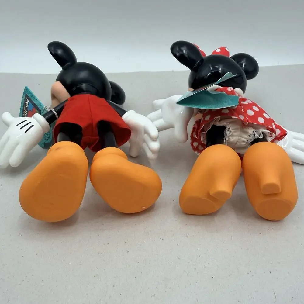 Vintage Walt Disney Minnie & Mickey Mouse Vinyl Dolls Poseable Figures